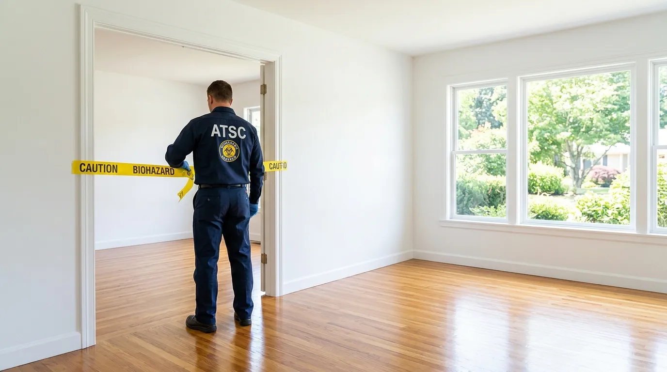 Certified biohazard cleanup crew performing Trauma Scene Cleanup in East Massapequa